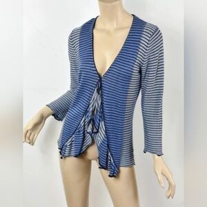 Anthropologie SPARROW Blue Striped PERGOLA SHADE Lightweight Cardigan Size SMALL